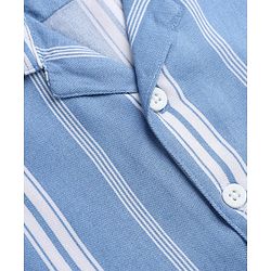 Babyhug Cotton Woven Striped Resort Collar Shirt with Half Sleeves in Blue for 9-12 Months