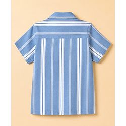 Babyhug Cotton Woven Striped Resort Collar Shirt with Half Sleeves in Blue for 9-12 Months