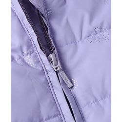 Babyhug Woven Full Sleeves Hooded Padded/Quilted/ Winter Jacket with Bow Detailing & Heart Foil Print - Purple