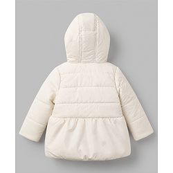 Babyhug Woven Full Sleeves Hooded Padded Winter Jacket with Bow Applique - White