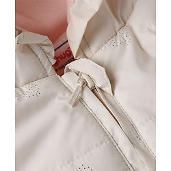 Babyhug Woven Full Sleeves Hooded Padded Winter Jacket with Bow Applique - White