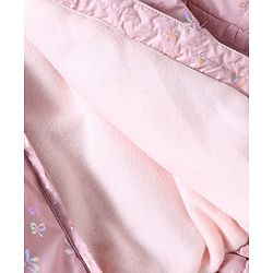 Babyhug Woven Full Sleeves Hooded Padded Jacket with Bow Applique & Print - Pink