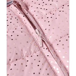 Babyhug Woven Padded/Quilted/ Winter Jacket with Full Sleeves and Foil/Glitter Star Print - Pink