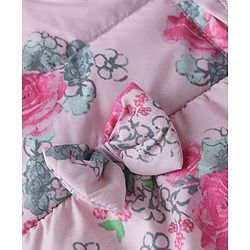 Babyhug Woven Padded/Quilted/ Winter Jacket with Full Sleeves and Floral Print in White