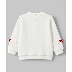 Babyhug 100% Cotton Single Jersey Knit Full Sleeves Top & Leggings Set with Heart Applique - White & Red