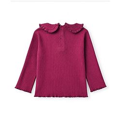 Babyhug 100% Cotton Knit Full Sleeves Top & Leggings Set With Heart Patch - Purple