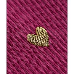 Babyhug 100% Cotton Knit Full Sleeves Top & Leggings Set With Heart Patch - Purple