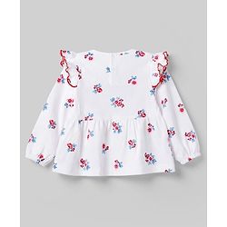 Babyhug 100% Cotton Single Jersey Knit Full Sleeves Floral Printed Top & Leggings Set - White & Red