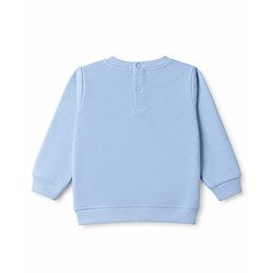 Babyhug 100% Cotton Single Jersey Knit Full Sleeves Sweatshirt and Leggings Set with Unicorn Patch & Embroidery with Floral Print - Blue