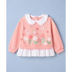 Babyhug 100% Cotton Single Jersey Knit Full Sleeves Top and Leggings with Full Length and Butterfly Applique in Pink