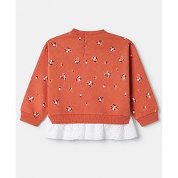 Babyhug 100% Cotton Single Jersey Full Sleeves Sweatshirt and Leggings with Full Length and Sweet Print in Brown