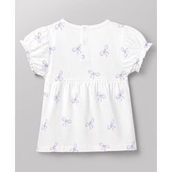 Babyhug 100% Cotton Single Jersey Knit Half Sleeves Top and Leggings Set With Bow Print - White