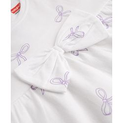 Babyhug 100% Cotton Single Jersey Knit Half Sleeves Top and Leggings Set With Bow Print - White