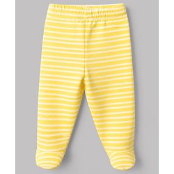 Babyhug Cotton Knit Footed Bootie Leggings With Floral Print Pack of 3 - Blue Yellow White
