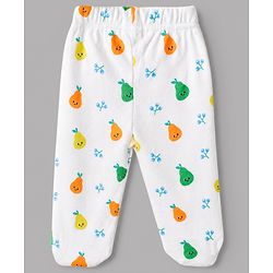 Babyhug Cotton Knit Footed Bootie Leggings With Floral Print Pack of 3 - Blue Yellow White