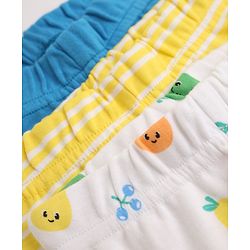 Babyhug Cotton Knit Footed Bootie Leggings With Floral Print Pack of 3 - Blue Yellow White
