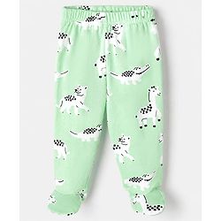 Babyhug Cotton Knit Footed Bootie Leggings With Animal Print Pack of 3 - Orange Light Green Blue