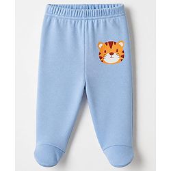 Babyhug Cotton Knit Footed Bootie Leggings With Animal Print Pack of 3 - Orange Light Green Blue