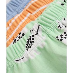 Babyhug Cotton Knit Footed Bootie Leggings With Animal Print Pack of 3 - Orange Light Green Blue