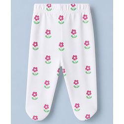 Babyhug Cotton Knit Footed Bootie Legging With Floral Print Pack of 3 - Pink White Light Pink