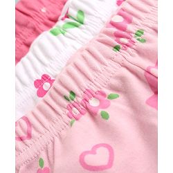 Babyhug Cotton Knit Footed Bootie Legging With Floral Print Pack of 3 - Pink White Light Pink