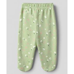 Babyhug Cotton Footed Bootie Legging With Floral Print Pack of 3 - Pink White Green