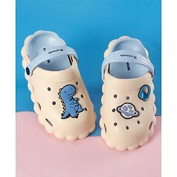 Cute Walk by Babyhug Clogs Back Strap Closure Clogs with Dino Applique - Beige / Blue