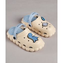 Cute Walk by Babyhug Clogs Back Strap Closure Clogs with Dino Applique - Beige / Blue