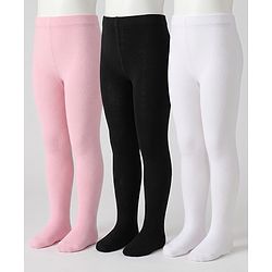 Cutewalk By Babyhug Anti-Bacterial Tights Pack Of 3 - Pink , Black & White