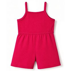 Babyhug 100% Cotton Rib Knit Sleeveless Solid Jumpsuit With Jacket -Pink