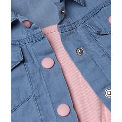 Babyhug 100% Cotton Rib Knit Sleeveless Solid Jumpsuit With Jacket -Pink