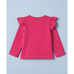 Babyhug 100% Cotton Knit Full Sleeves T-Shirts with Frill Detail and Flowers And Butterflies Print Pack of 3 - Light Pink Peach Dark Pink