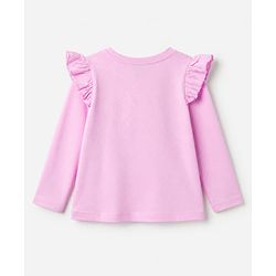 Babyhug 100% Cotton Knit Full Sleeves T-Shirts with Frill Detail and Flowers And Butterflies Print Pack of 3 - Light Pink Peach Dark Pink