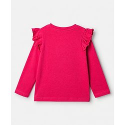 Babyhug 100% Cotton Knit Full Sleeves T-Shirts with Frill Detail and Flowers And Butterflies Print Pack of 3 - Light Pink Peach Dark Pink