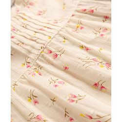 Babyhug 100% Cotton Dobby Woven Half Sleeves Aop Top With Butterfly Sleeve And Floral Print - White