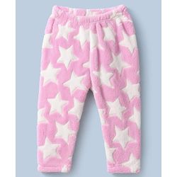 Babyhug Fur Knit Full Sleeves Hooded Winter Wear Suit With Star Design - Pink