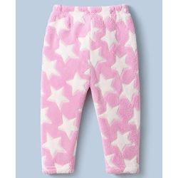 Babyhug Fur Knit Full Sleeves Hooded Winter Wear Suit With Star Design - Pink