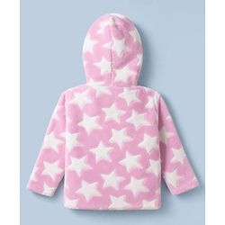 Babyhug Fur Knit Full Sleeves Hooded Winter Wear Suit With Star Design - Pink