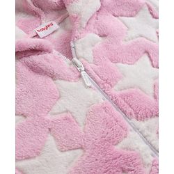 Babyhug Fur Knit Full Sleeves Hooded Winter Wear Suit With Star Design - Pink