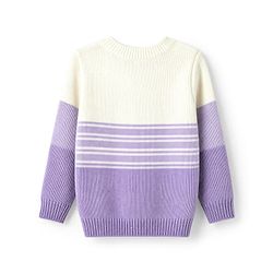 Babyhug Knit Full Sleeves  Sweater Set With Color Block & Cable Knit Design - Purple