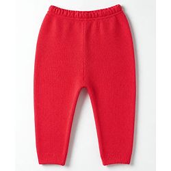 Babyhug Knit Full Sleeves Sweater Set with Color Block Design - Dark Pink