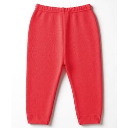 Babyhug Knit Full Sleeves Sweater Set with Color Block Design - Dark Pink