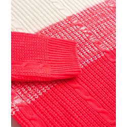 Babyhug Knit Full Sleeves Sweater Set with Color Block Design - Dark Pink