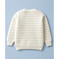 Babyhug Knit Full Sleeves Striped Pullover with You Are Magic Sequins - White
