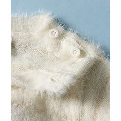 Babyhug Knit Full Sleeves Striped Pullover with You Are Magic Sequins - White