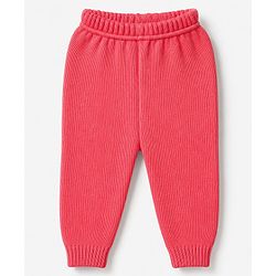 Babyhug Knit Full Sleeves Checked Sweater Set -Pink