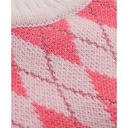 Babyhug Knit Full Sleeves Checked Sweater Set -Pink