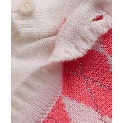 Babyhug Knit Full Sleeves Checked Sweater Set -Pink