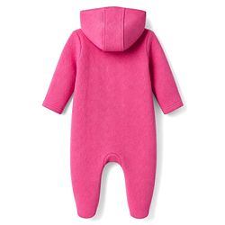 Babyhug Knit Full Sleeves Hooded Winter Wear Romper  With Fox Patch - Fuchsia