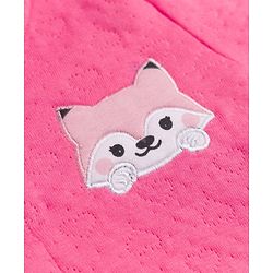 Babyhug Knit Full Sleeves Hooded Winter Wear Romper  With Fox Patch - Fuchsia